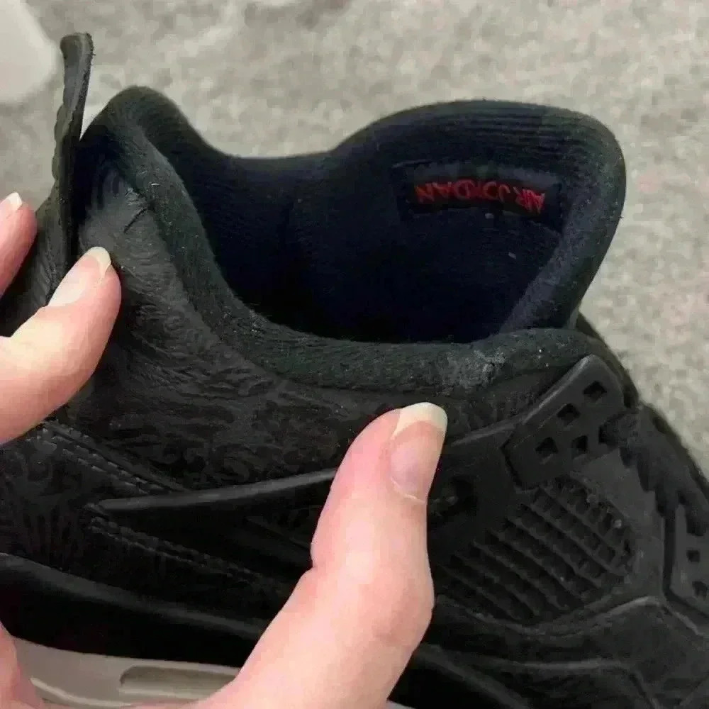 Sz 5.5 gs Jordan 4 Retro Mid Laser black gum bottom athletic sneaker streetwear - Picture 7 of 8